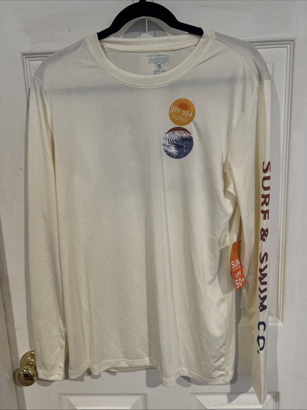 Surf & Swim Co Long Sleeve Swim Tee UPF 50+  Island & Ocean White Truffle Small